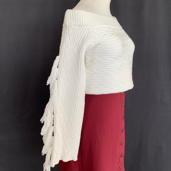 Rachel Roy Off the Shoulder Fringe Sleeve Sweater CA - Picture 1 of 5